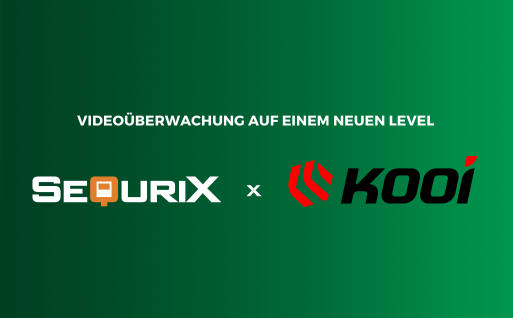 SequriX und Kooi Logos auf grünem Hintergrund
