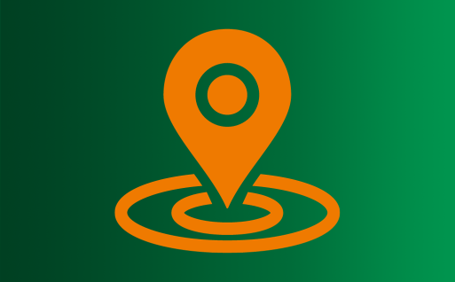 Orange GPS icon on green background